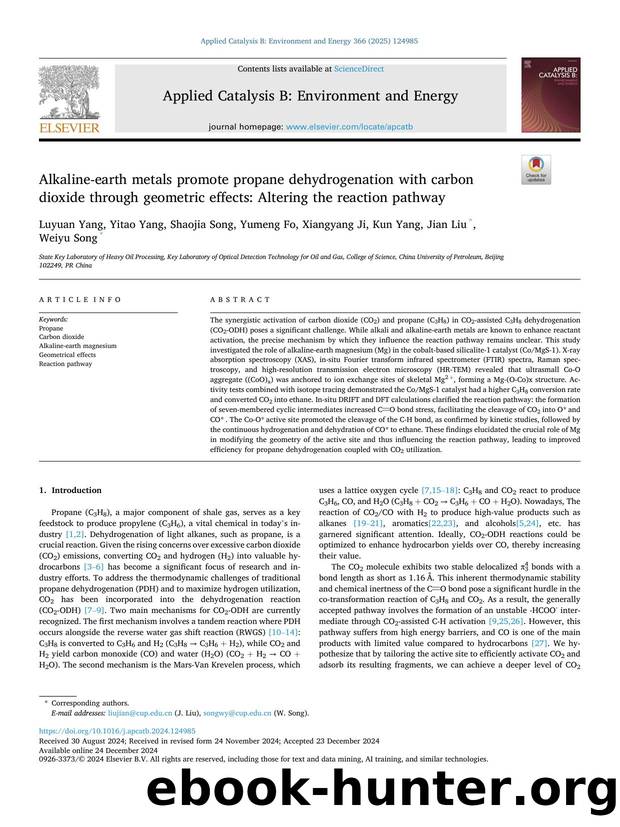 Alkaline-earth metals promote propane dehydrogenation with carbon dioxide through geometric effects: Altering the reaction pathway by unknow