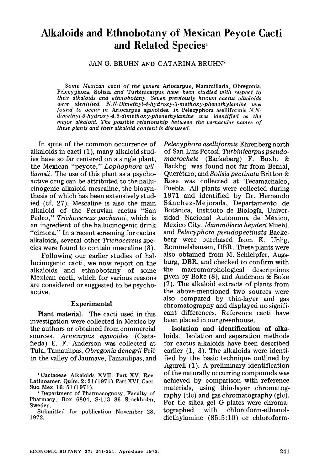 Alkaloids and ethnobotany of Mexican peyote cacti and related species by Unknown
