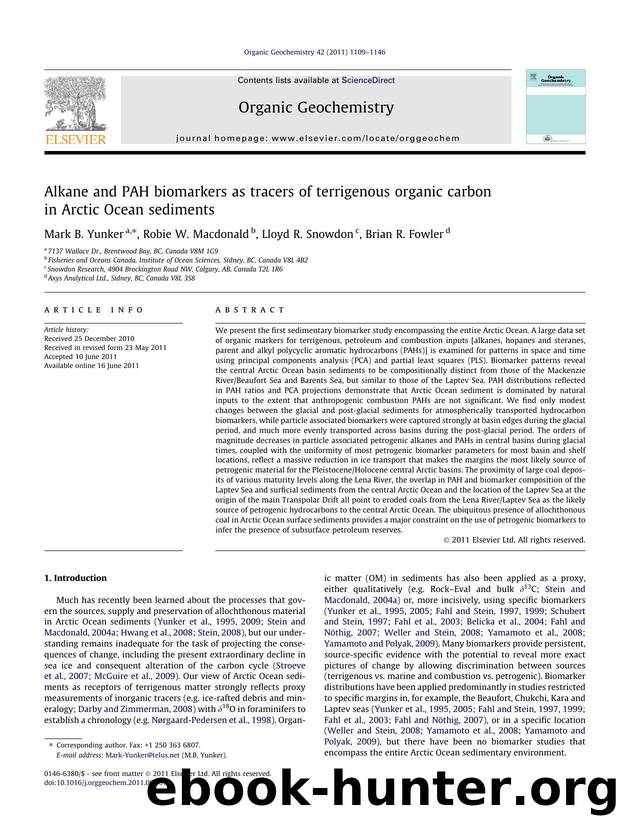 Alkane and PAH biomarkers as tracers of terrigenous organic carbon in Arctic Ocean sediments by Mark B. Yunker & Robie W. Macdonald & Lloyd R. Snowdon & Brian R. Fowler