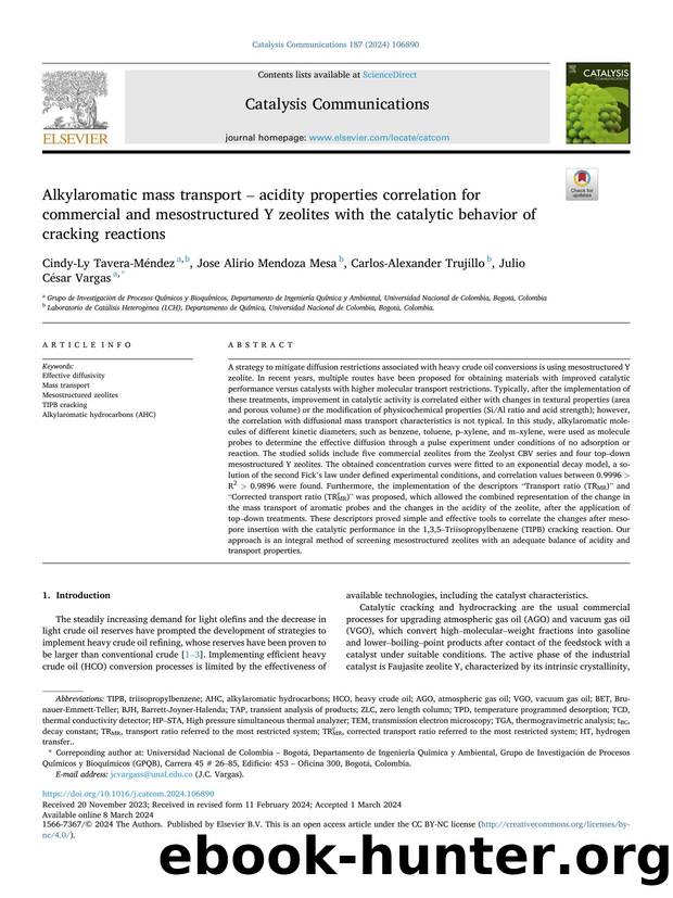 Alkylaromatic mass transport â acidity properties correlation for commercial and mesostructured Y zeolites with the catalytic behavior of cracking reactions by Cindy-Ly Tavera-Méndez & Jose Alirio Mendoza Mesa & Carlos-Alexander Trujillo & Julio César Vargas