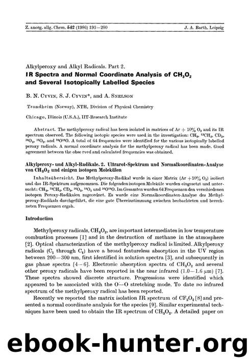 Alkylperoxy and Alkyl Radicals. Part 2. IR Spectra and Normal Coordinate Analysis of CH3O2 and Several Isotopically Labelled Species by Unknown