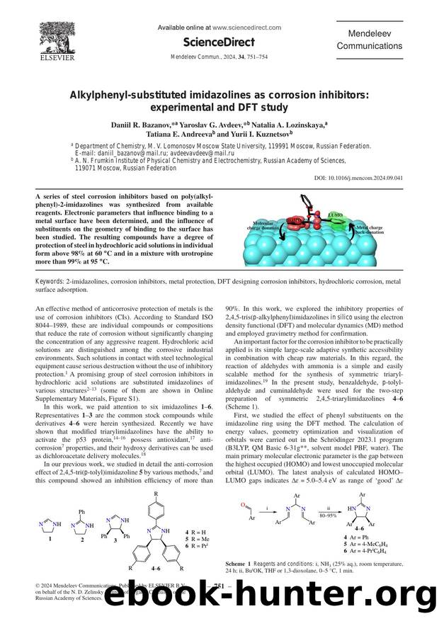 Alkylphenyl-substituted imidazolines as corrosion inhibitors: experimental and DFT study by unknow