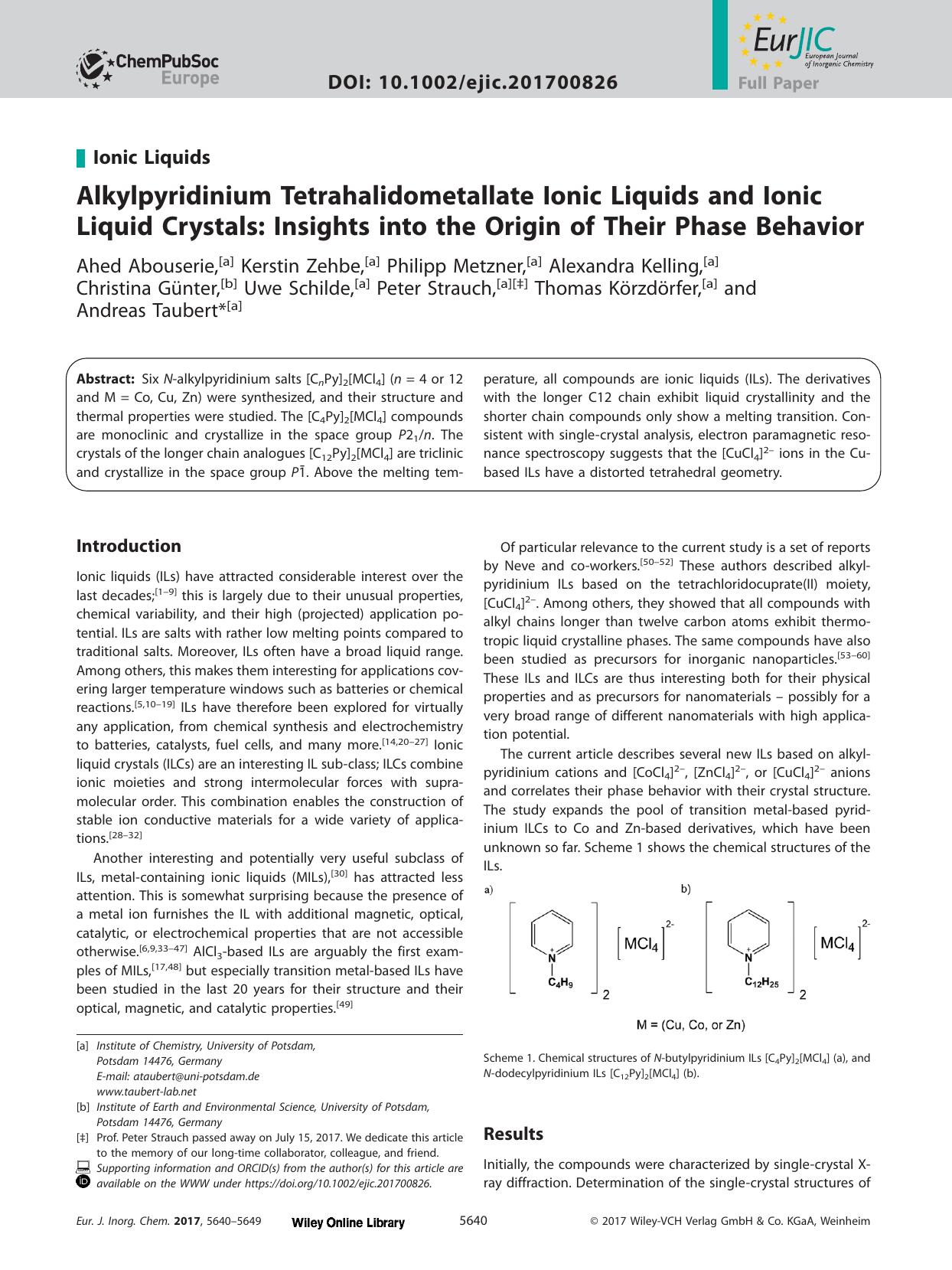 Alkylpyridinium Tetrahalidometallate Ionic Liquids and Ionic Liquid Crystals: Insights into the Origin of Their Phase Behavior by Unknown