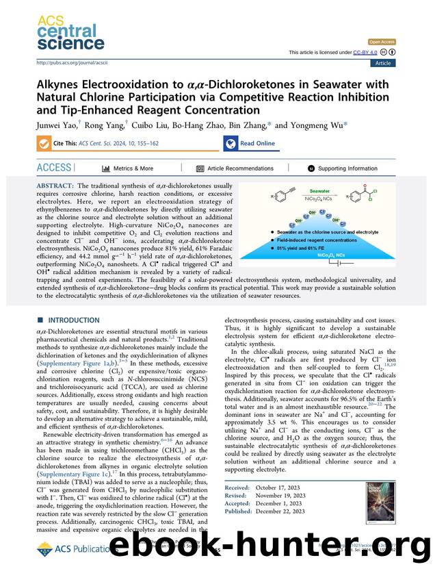 Alkynes Electrooxidation to Î±,Î±-Dichloroketones in Seawater with Natural Chlorine Participation via Competitive Reaction Inhibition and Tip-Enhanced Reagent Concentration by unknow