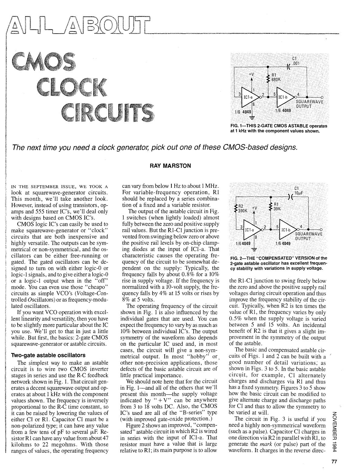 All About : CMOS Clock Circuits by Ray Marston