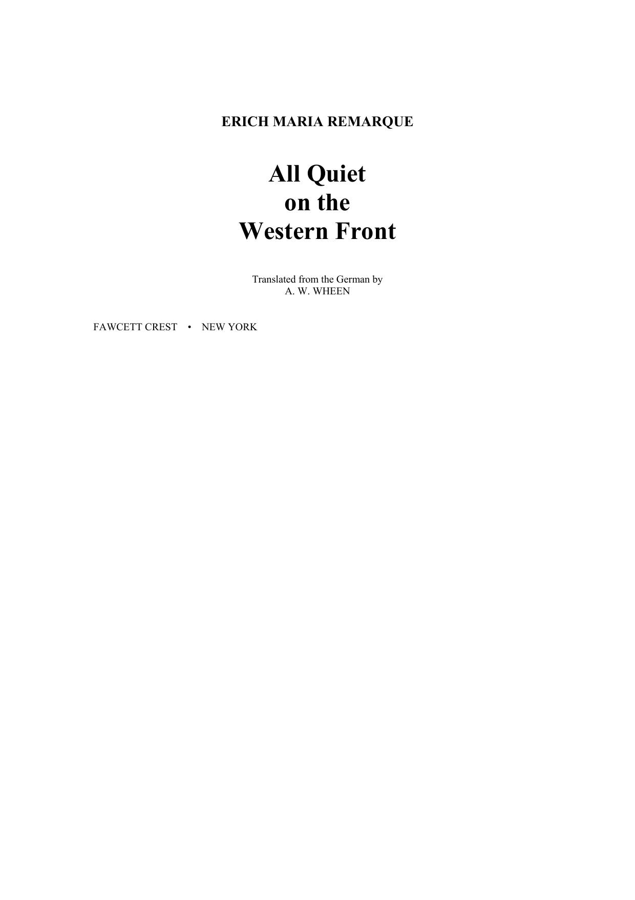 All Quiet on the Western Front by Erich Maria Remarque
