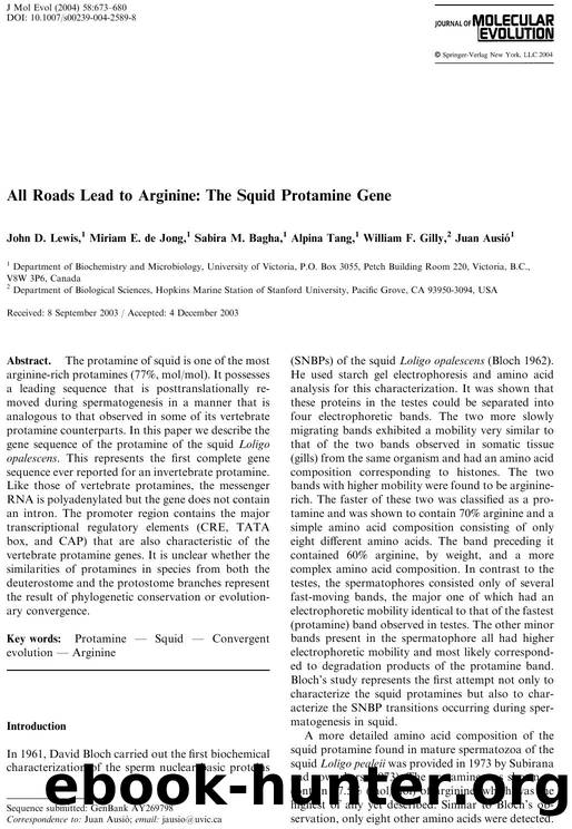 All Roads Lead to Arginine: The Squid Protamine Gene by Lewis J.D. et al