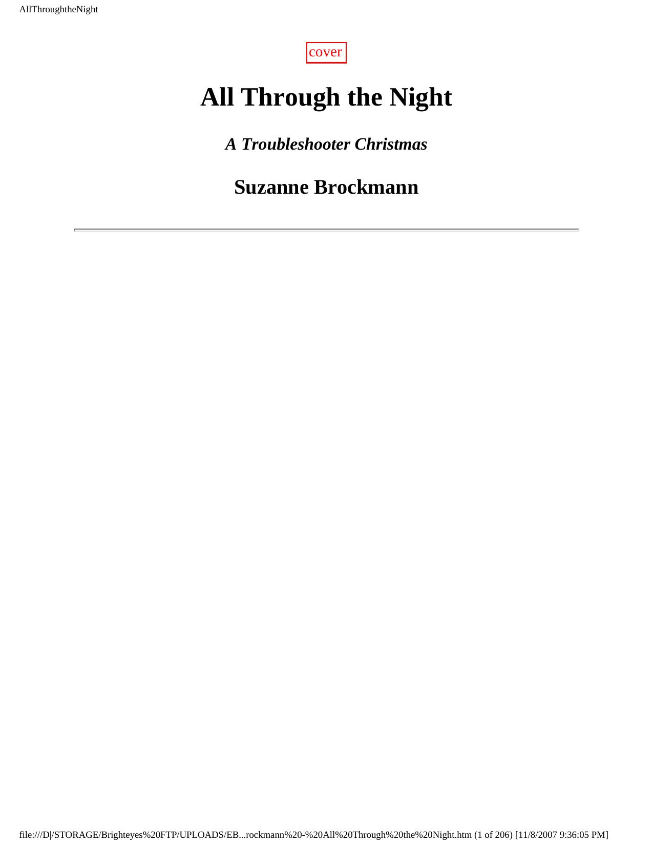 All Through the Night: A Troubleshooter Christmas by Suzanne Brockmann
