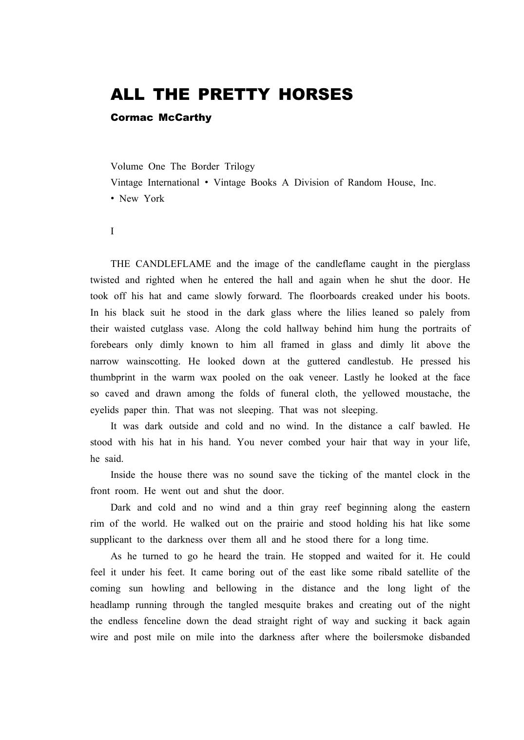 All the Pretty Horses by Cormac Mccarthy