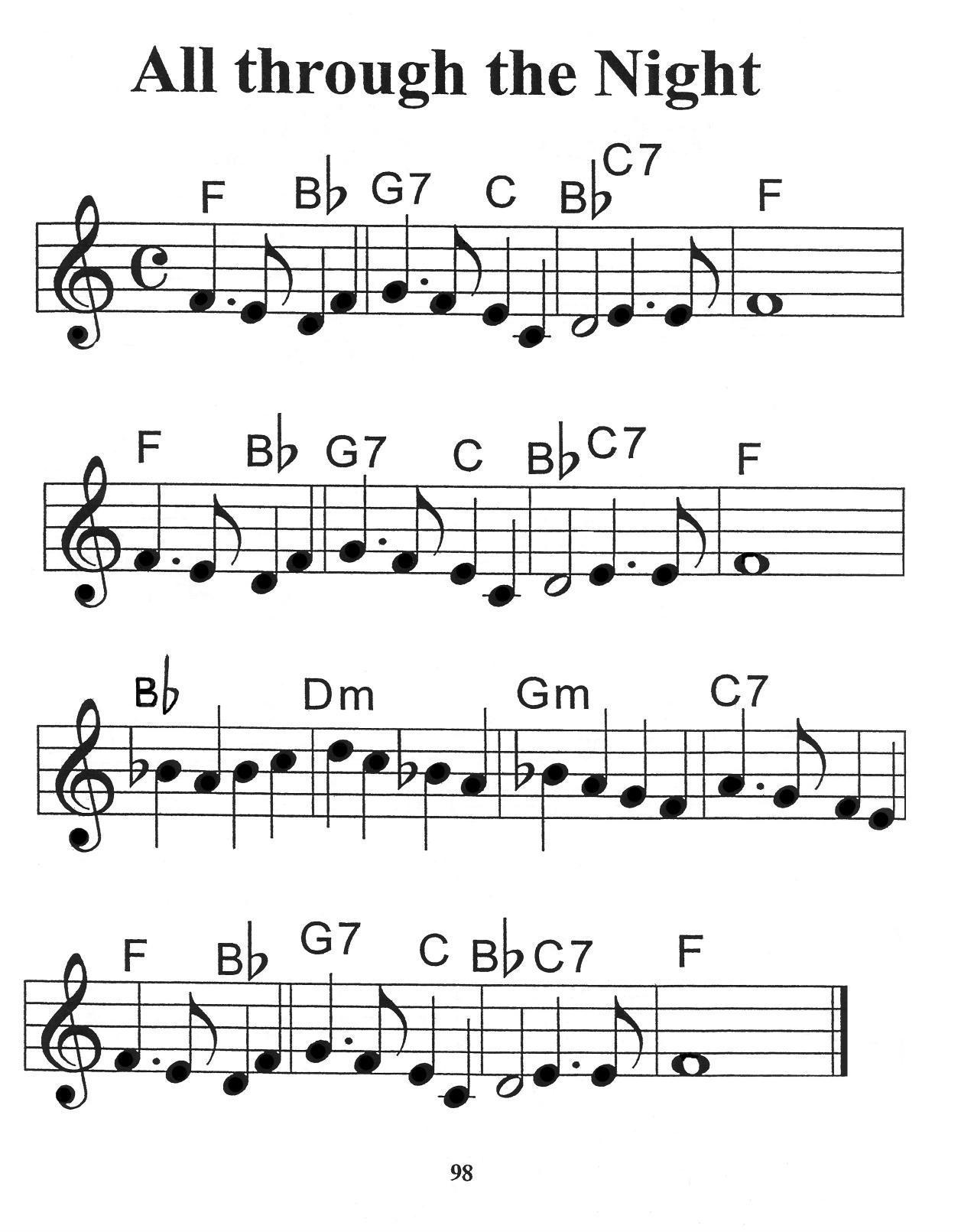 All through the Night sheet music using the Quick Piano approach by Old Welsh Air written by Sir Harold Boulton 1884 (arranged by Renee Ellison)