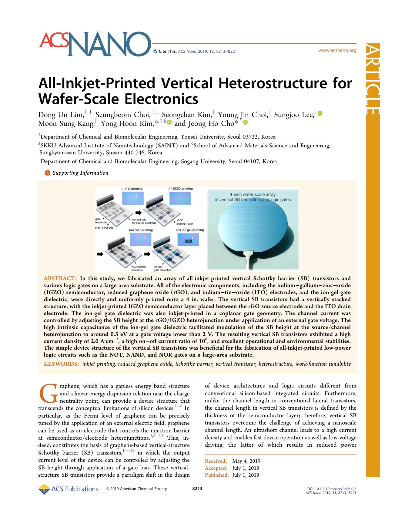 All-Inkjet-Printed Vertical Heterostructure for Wafer-Scale Electronics by unknow