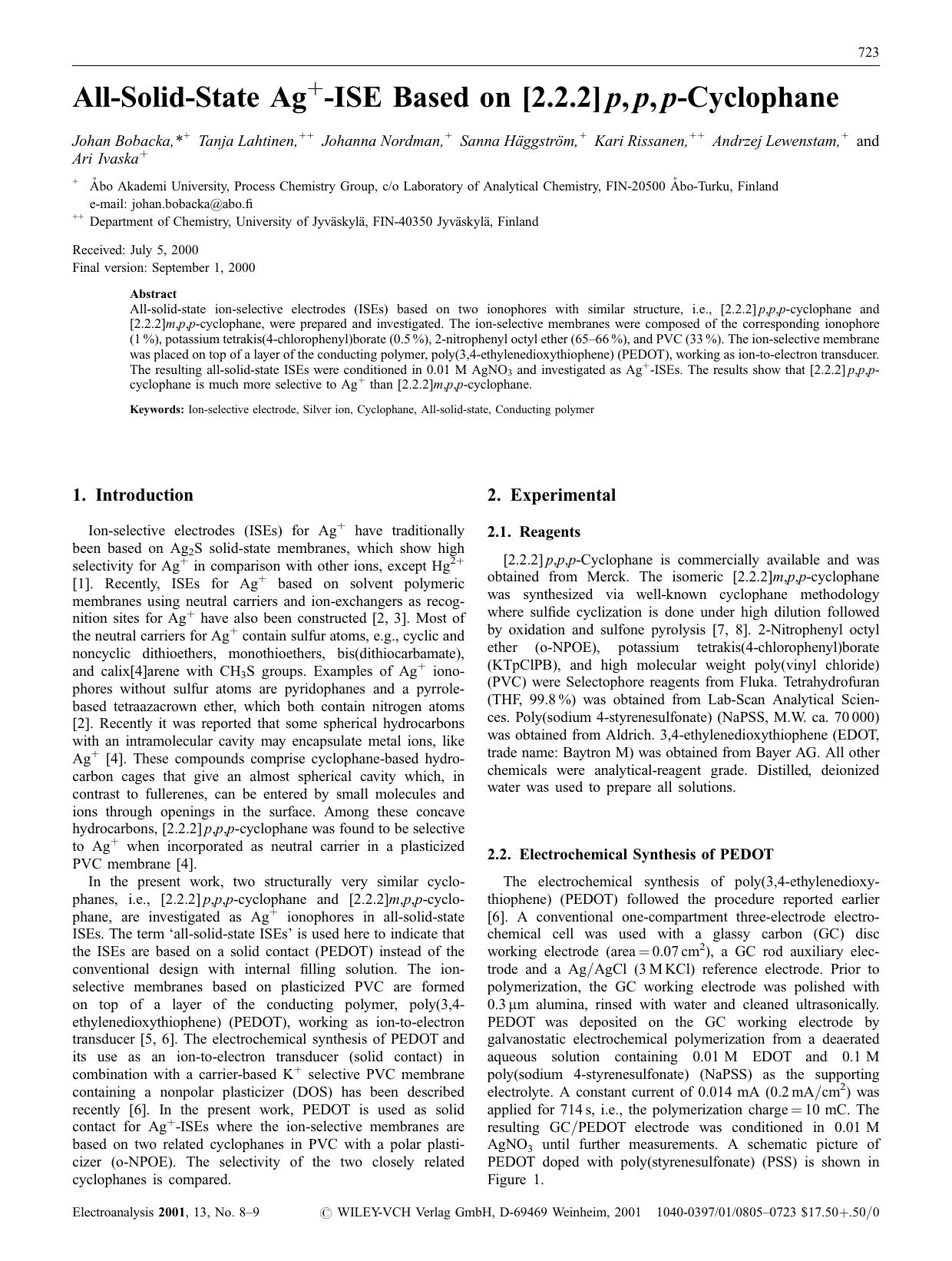 All-Solid-State Ag+-ISE Based on [2.2.2] p, p, p-Cyclophane by Qpro IT Services Ltd