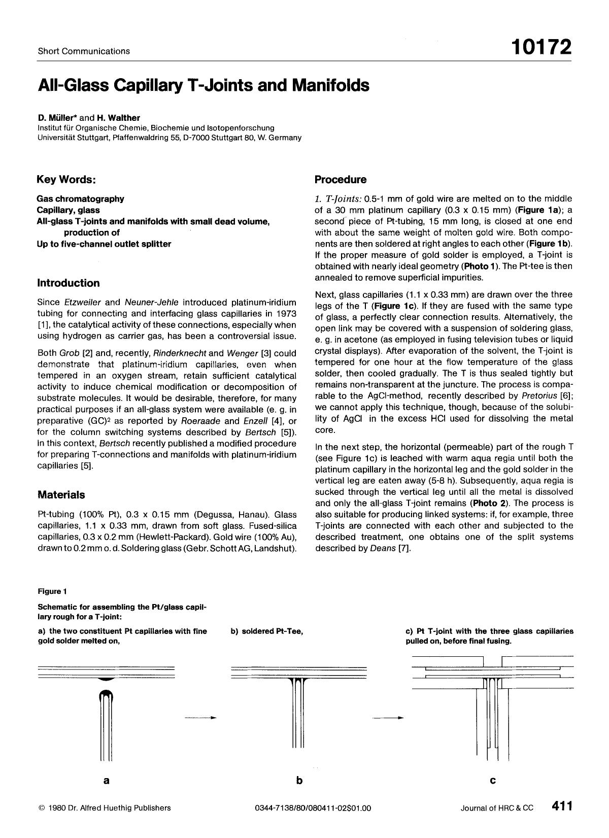 All-glass capillary T-joints and manifolds by Unknown