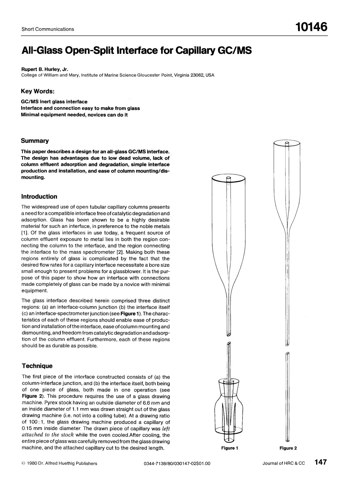 All-glass open-split interface for capillary GCMS by Unknown