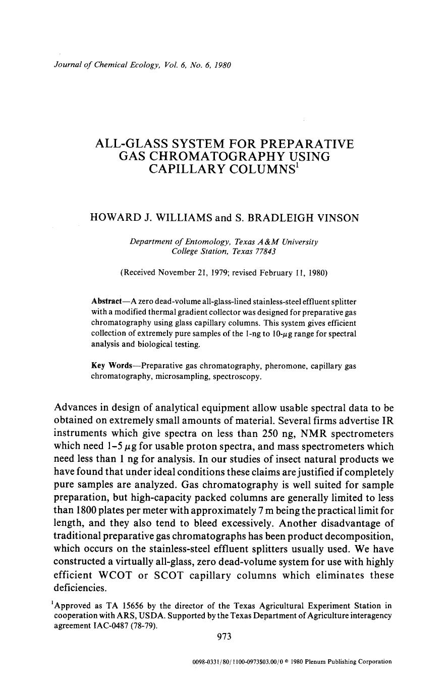 All-glass system for preparative gas chromatography using capillary columns by Unknown