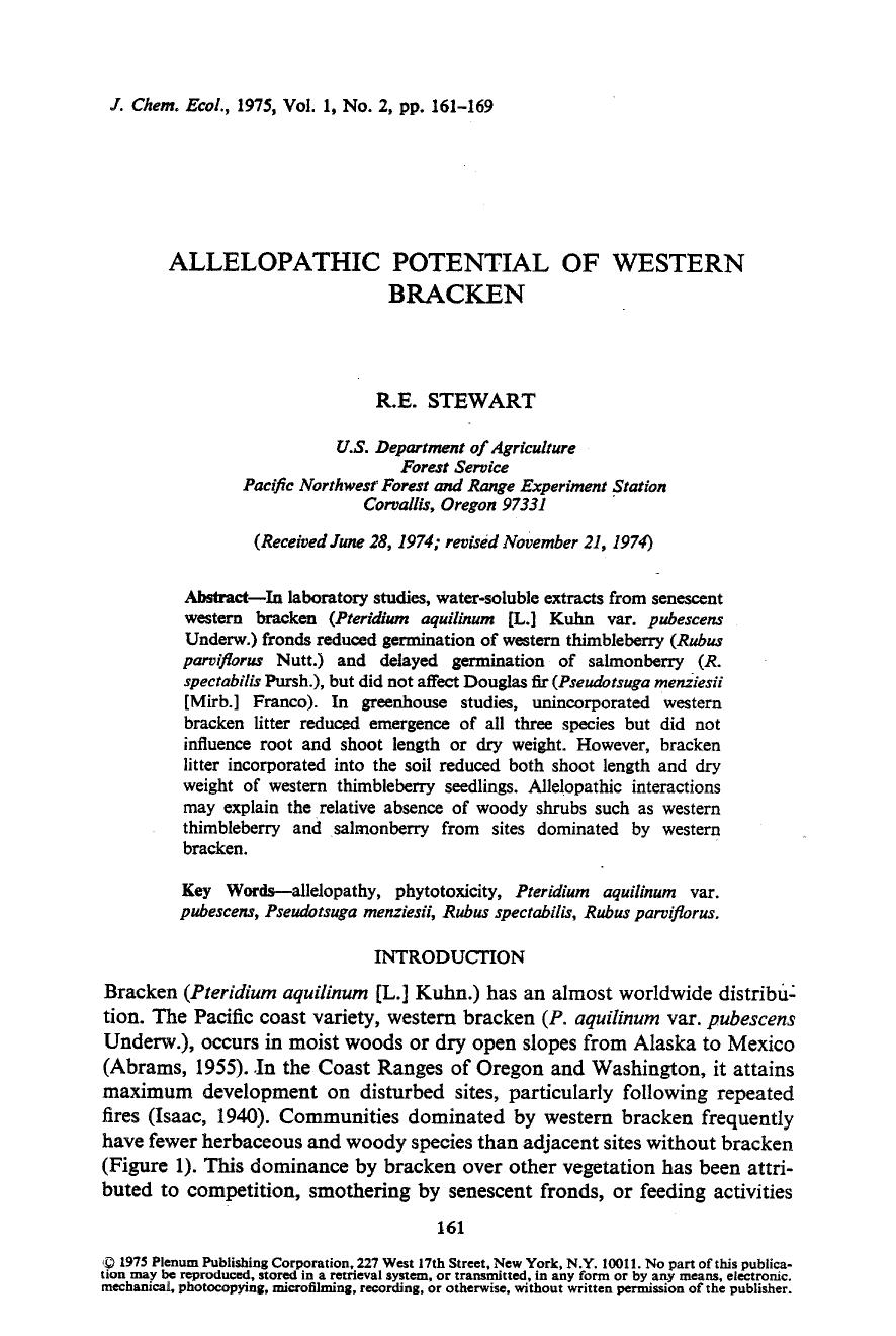 Allelopathic potential of western bracken by Unknown