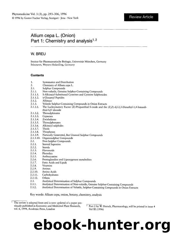 Allium cepa L. (Onion) Part 1: Chemistry and analysis by W. Breu