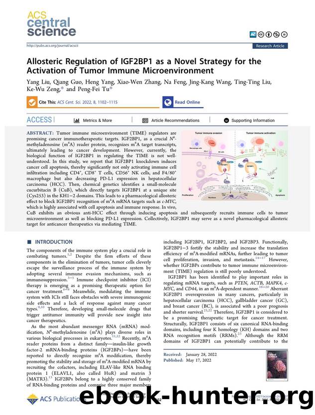 Allosteric Regulation of IGF2BP1 as a Novel Strategy for the Activation of Tumor Immune Microenvironment by unknow