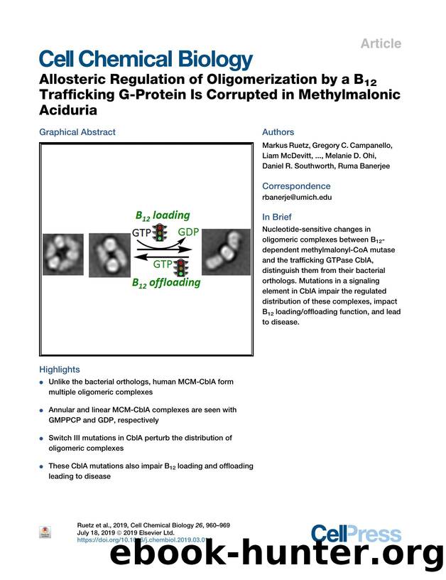 Allosteric Regulation of Oligomerization by a B12 Trafficking G-Protein Is Corrupted in Methylmalonic Aciduria by unknow