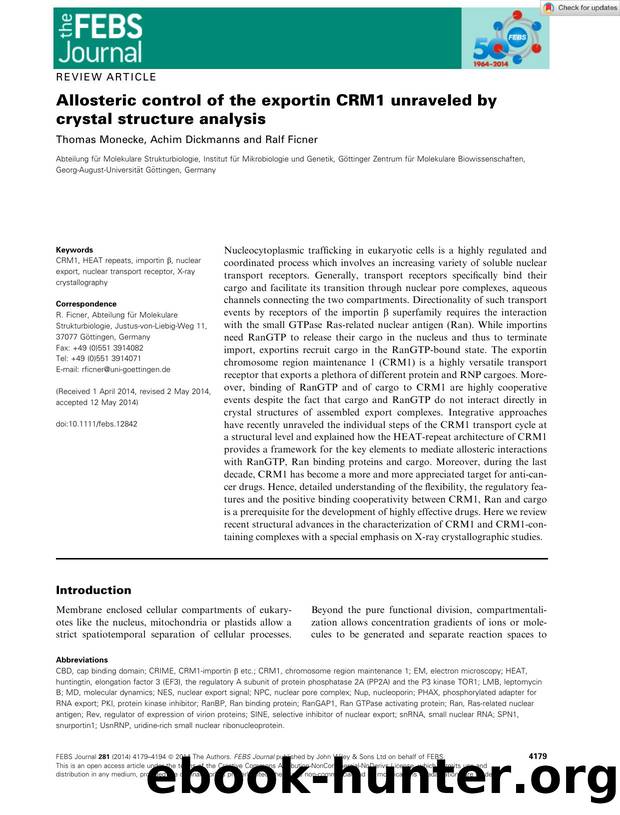 Allosteric control of the exportin CRM1 unraveled by crystal structure analysis by Unknown