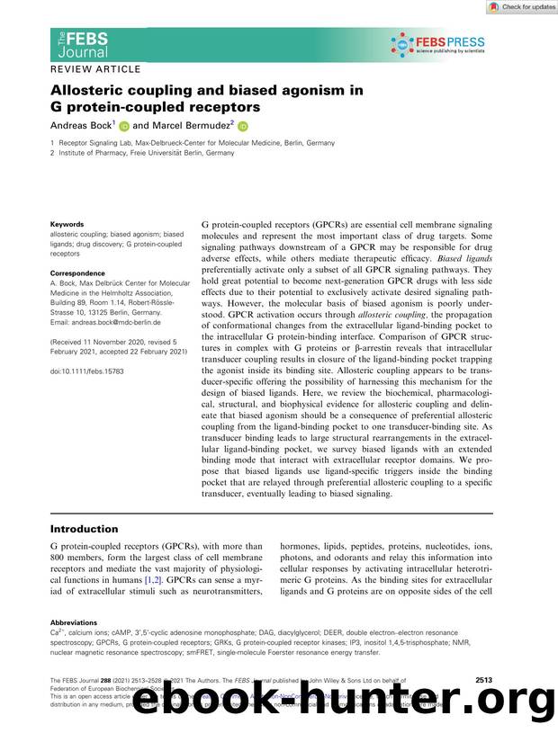 Allosteric coupling and biased agonism in G proteinâcoupled receptors by Unknown