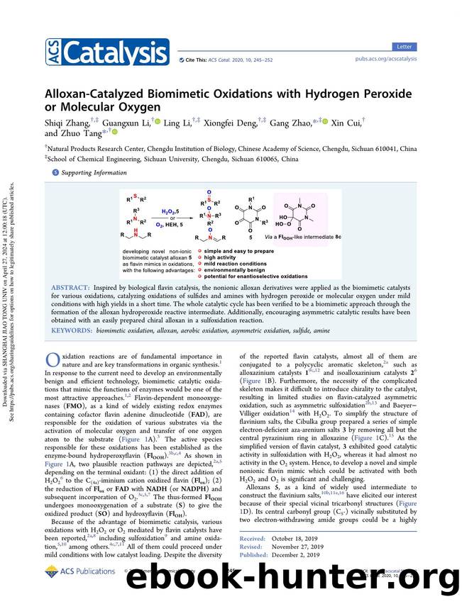 Alloxan-Catalyzed Biomimetic Oxidations with Hydrogen Peroxide or Molecular Oxygen by Shiqi Zhang Guangxun Li Ling Li Xiongfei Deng Gang Zhao Xin Cui & Zhuo Tang