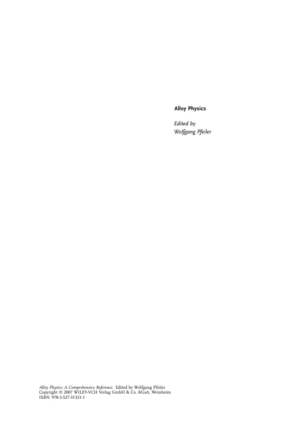 Alloy Physics: A Comprehensive Reference by Wolfgang Pfeiler