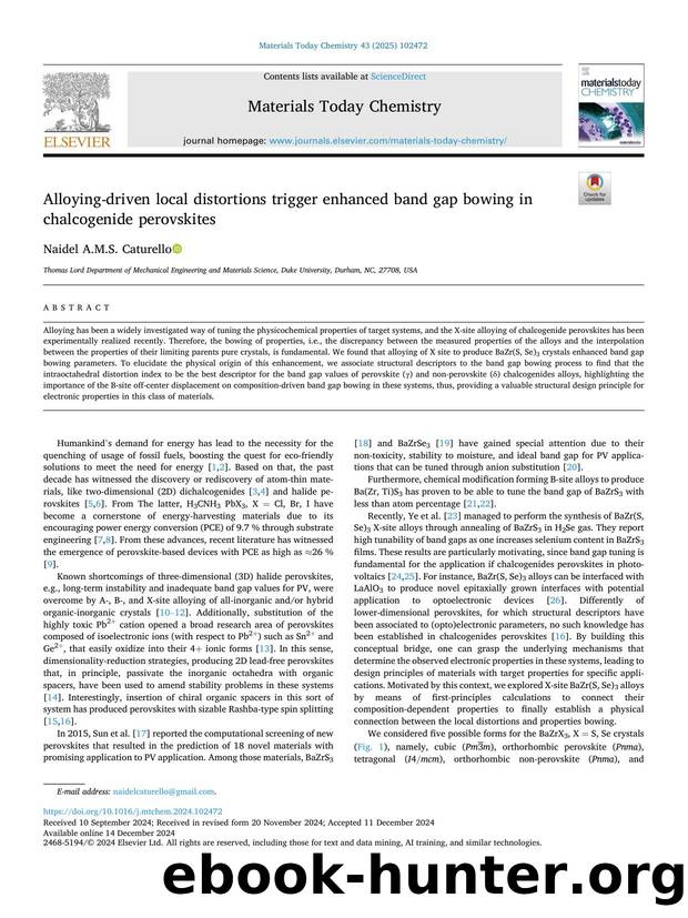 Alloying-driven local distortions trigger enhanced band gap bowing in chalcogenide perovskites by Naidel A.M.S. Caturello