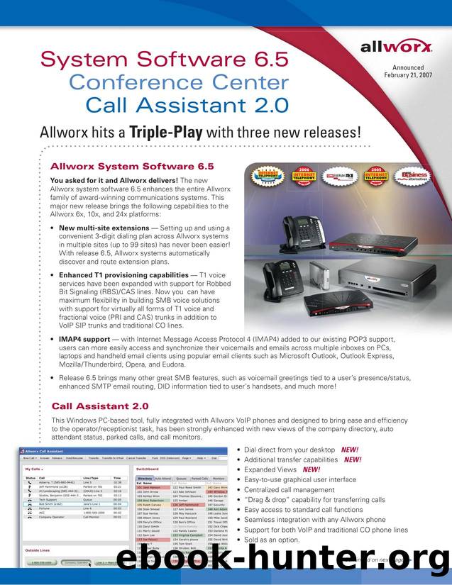 Allworx 071379->Allworx 6.5, Call Assistant 2.0 and Conference Center Launch Flyer.5.indd by davidrollawright