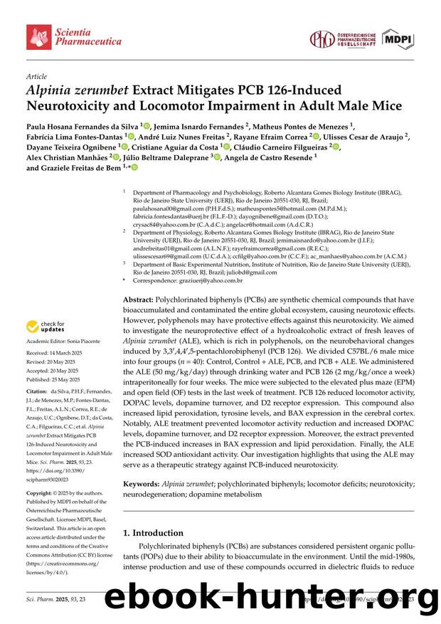 Alpinia zerumbet Extract Mitigates PCB 126-Induced Neurotoxicity and Locomotor Impairment in Adult Male Mice by unknow