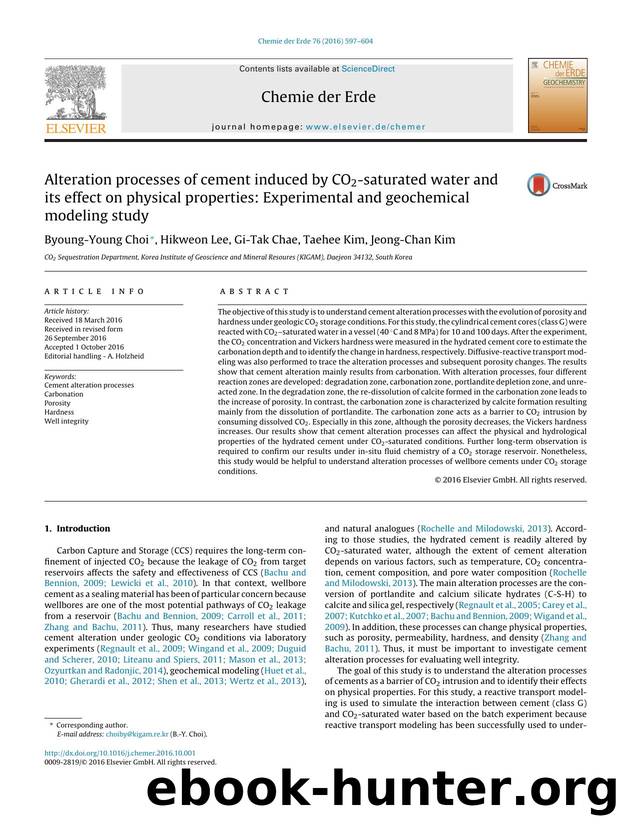 Alteration processes of cement induced by CO2-saturated water and its effect on physical properties: Experimental and geochemical modeling study by Byoung-Young Choi & Hikweon Lee & Gi-Tak Chae & Taehee Kim & Jeong-Chan Kim