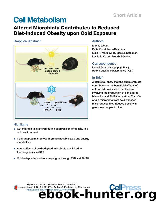 Altered Microbiota Contributes to Reduced Diet-Induced Obesity upon Cold Exposure by unknow