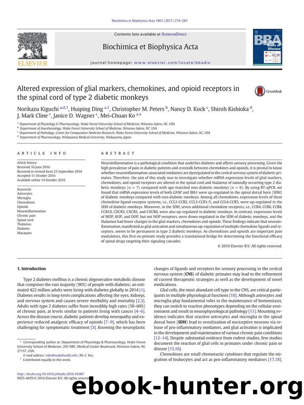 Altered expression of glial markers, chemokines, and opioid receptors in the spinal cord of type 2 diabetic monkeys by unknow