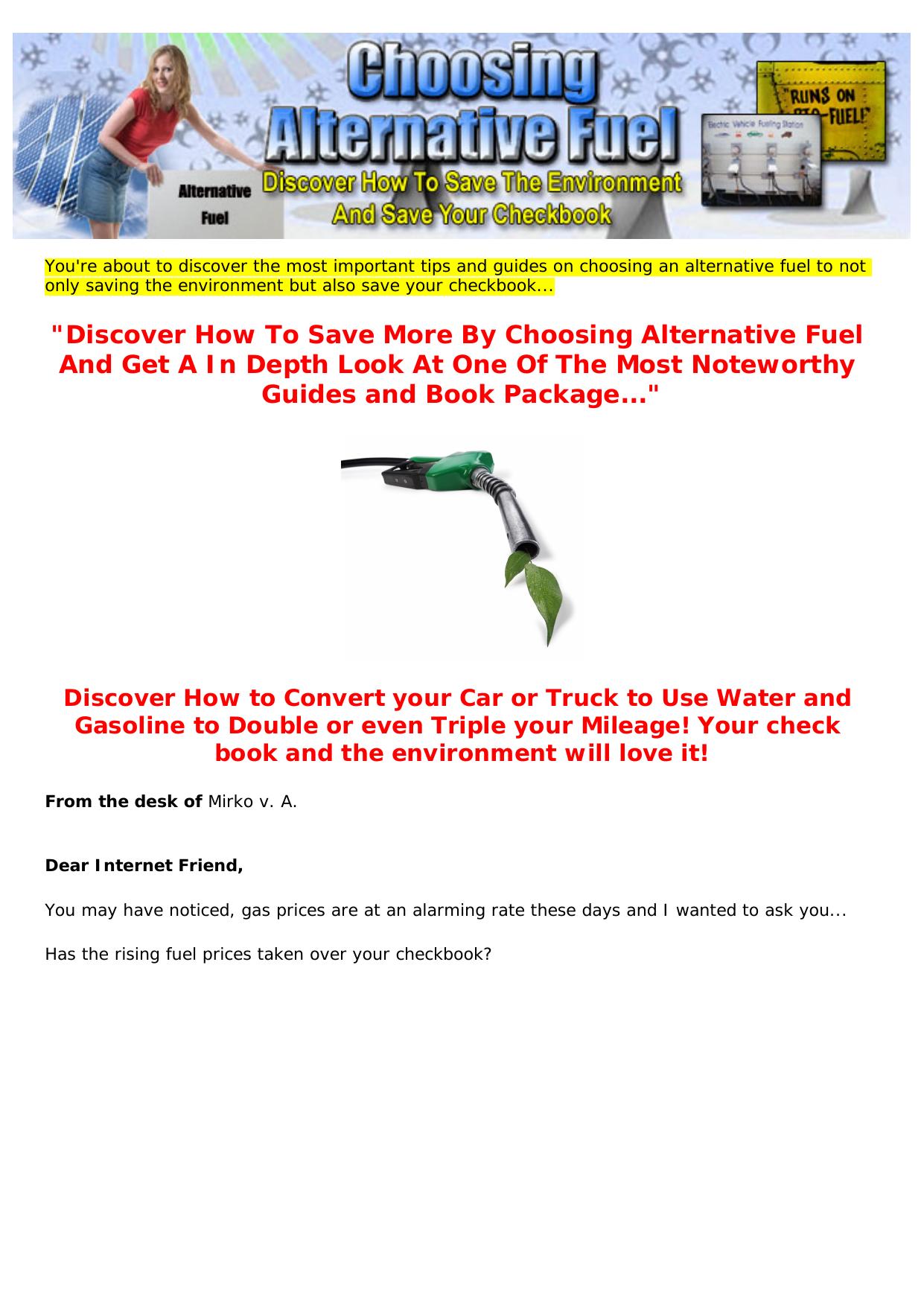 Alternative Fuel And Energy Saving Tips- Huge Potential. by Best of Kuszter's Collection