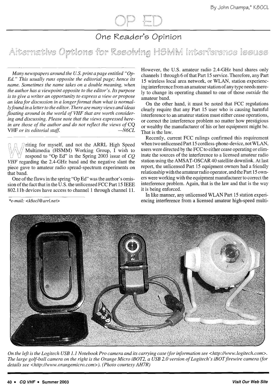 Alternative Options for Resolving HSMM Interference Issues by K8OCL