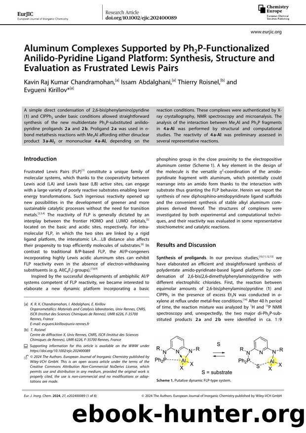 Aluminum Complexes Supported by Ph2PâFunctionalized AnilidoâPyridine Ligand Platform: Synthesis, Structure and Evaluation as Frustrated Lewis Pairs by Unknown