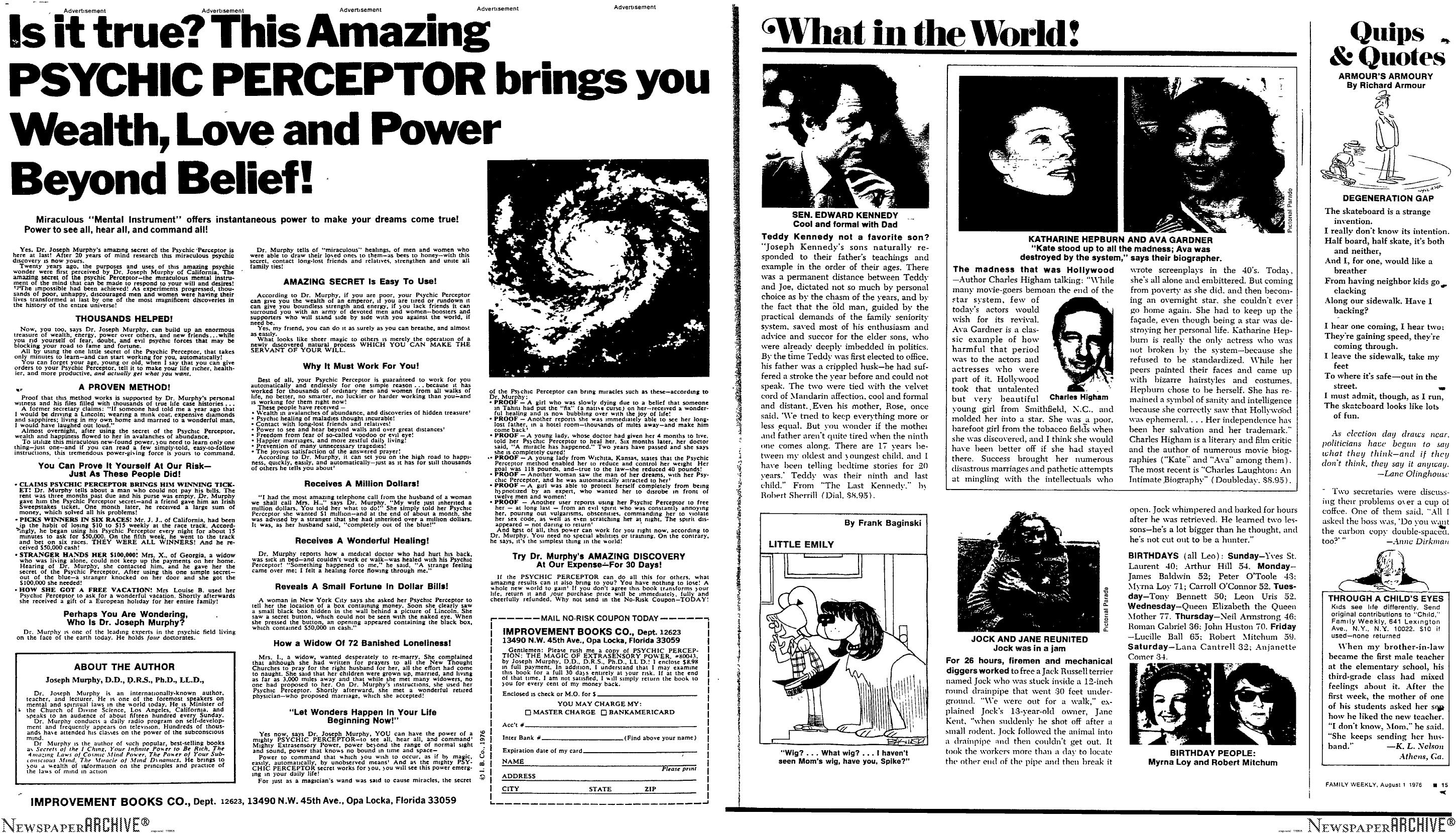 Amazing Psychic Perceptor by Copyright 2005 Heritage Microfilm Inc. & Newspaperarchive.com