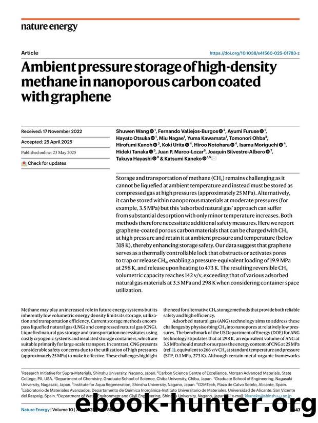 Ambient pressure storage of high-density methane in nanoporous carbon coated with graphene by unknow