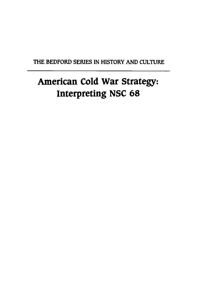 American Cold War Strategy: Interpreting NSC 68 by Ernest R. May