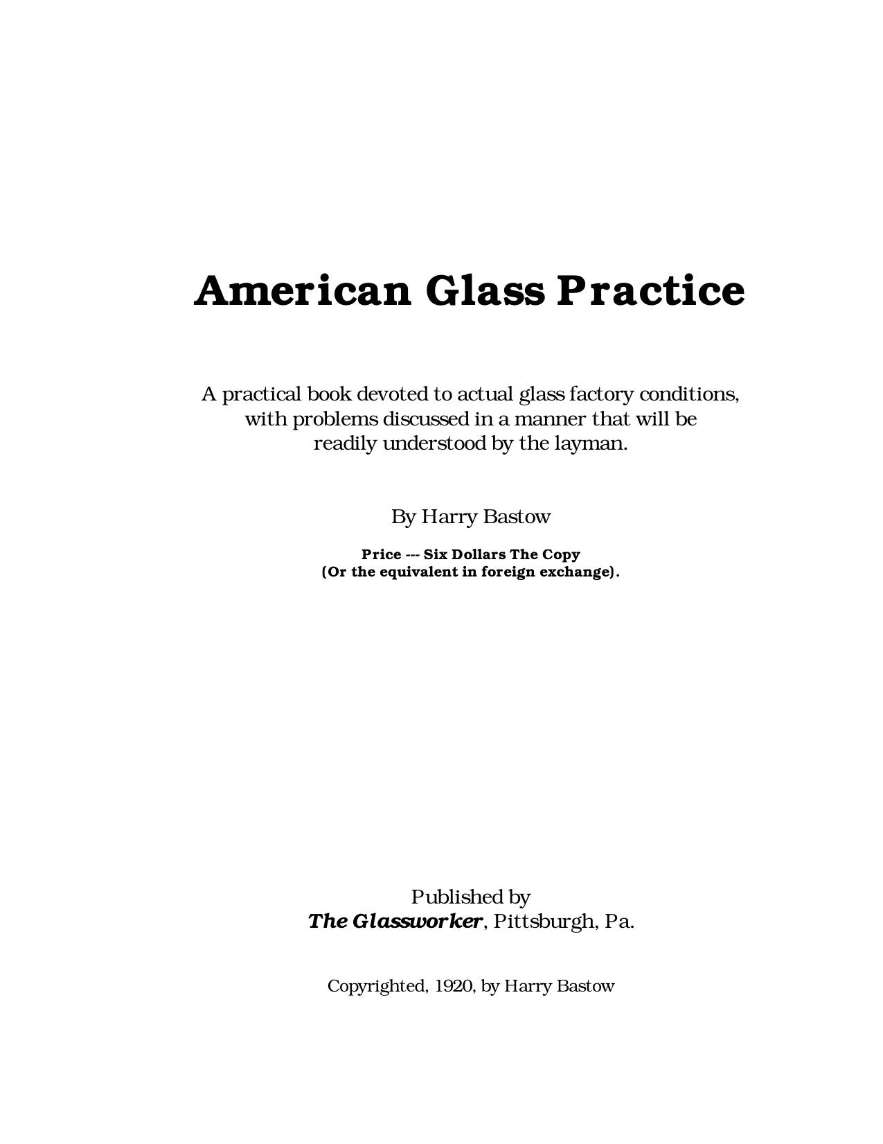 American Glass Practice by Harry Bastow Wallace Venable