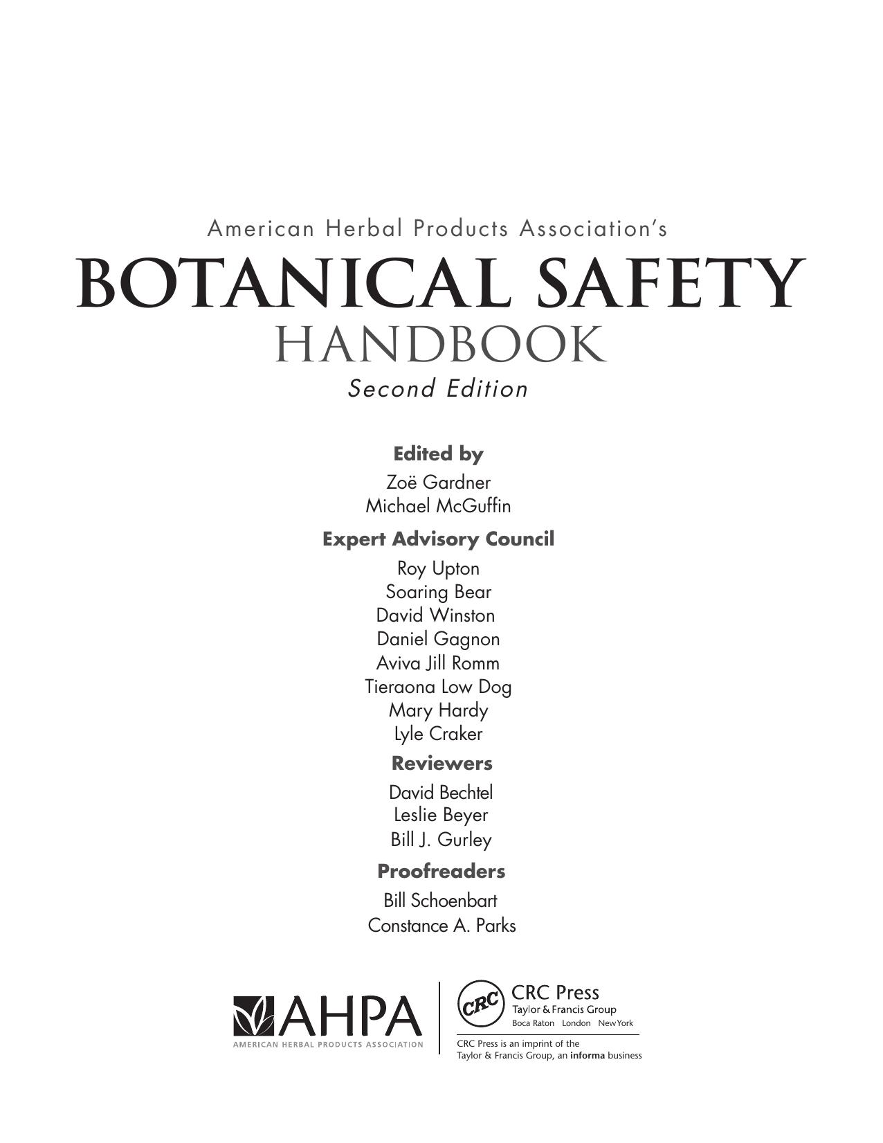 American Herbal Products Association botanical safety handbook by McGuffin Michael; Gardner Z. E