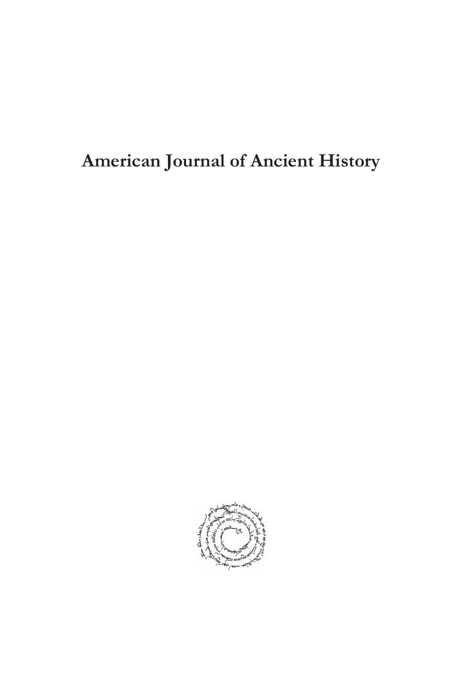 American Journal of Ancient History 14.2 by Ernst Badian