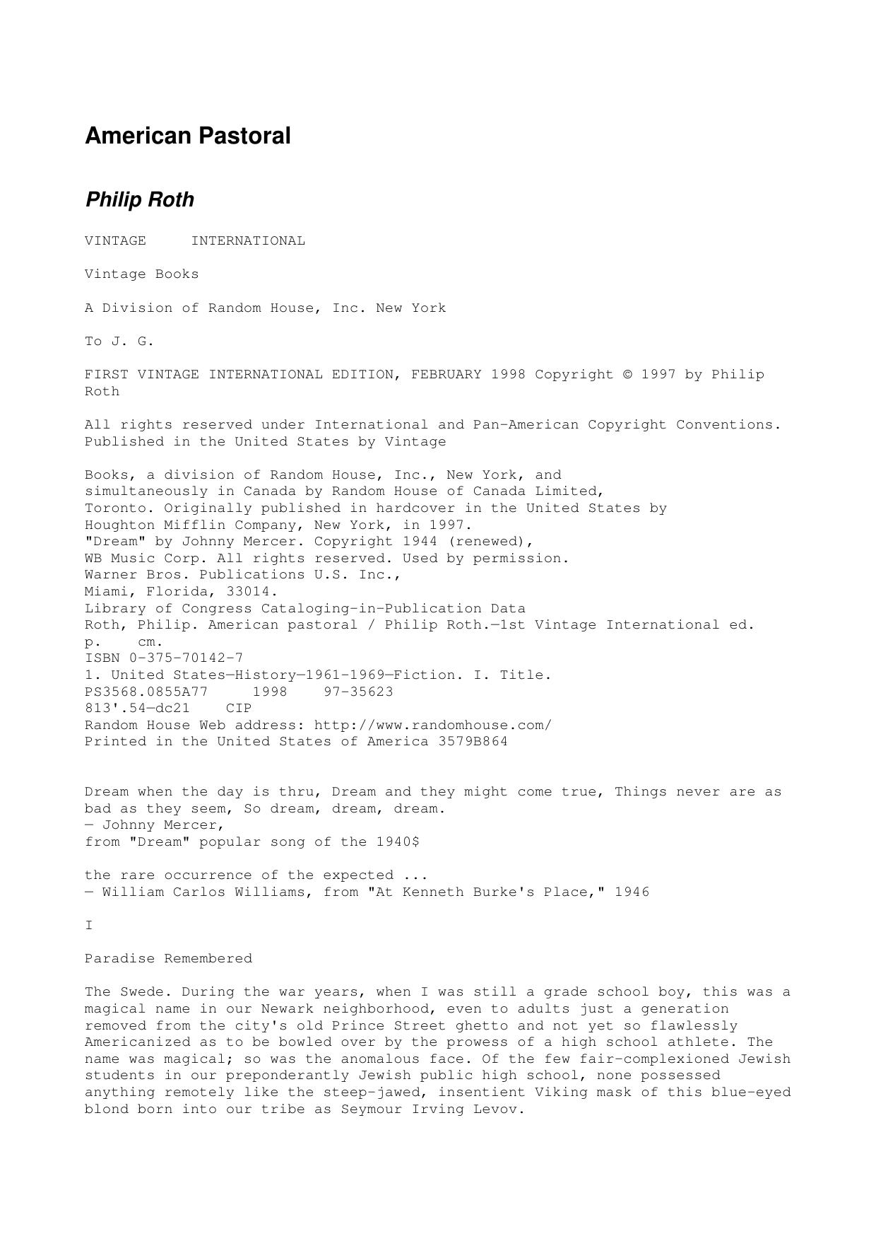 American Pastoral by Philip Roth