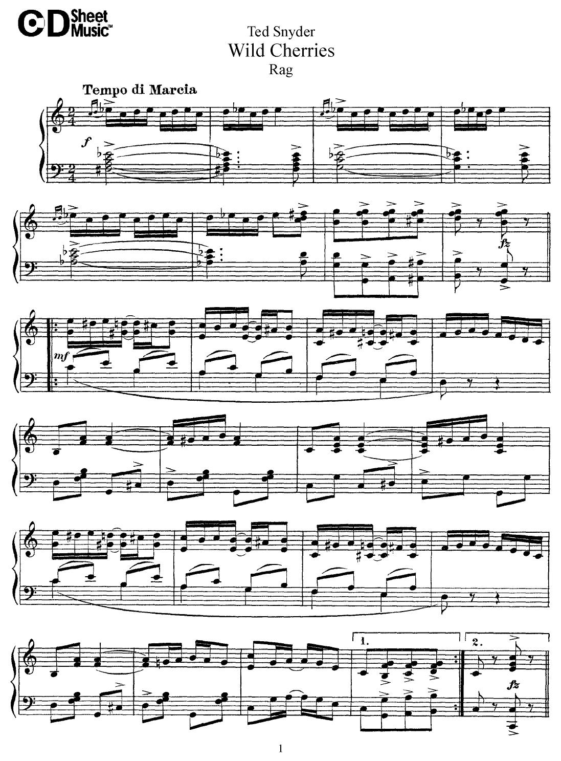 American Piano Music: Ted Snyder by WBaxley Music Subito Music Corp & Stephens Pub. Co