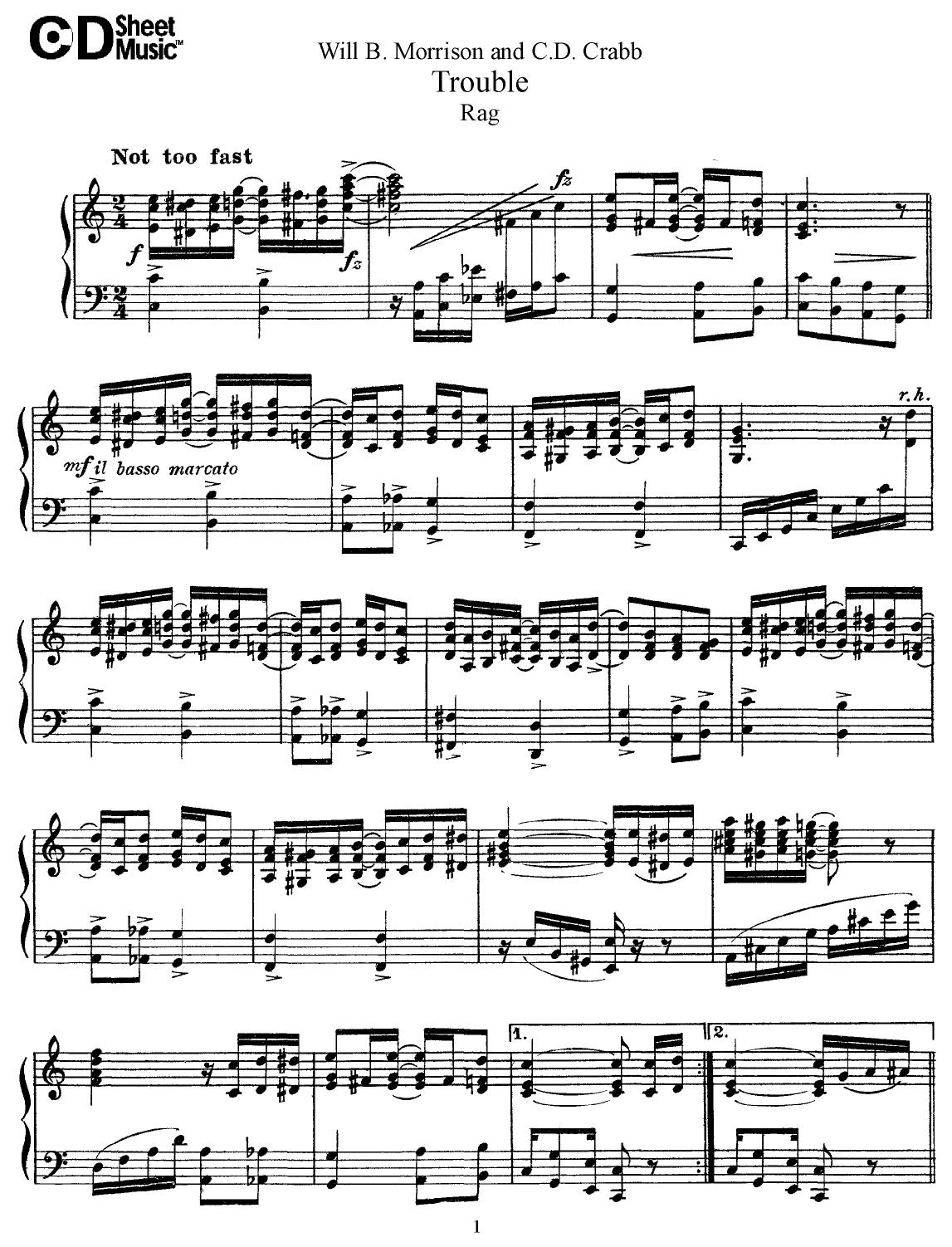 American Piano Music: Will B. Morrison and C. D. Crabb by WBaxley Music Subito Music Corp & Stephens Pub. Co