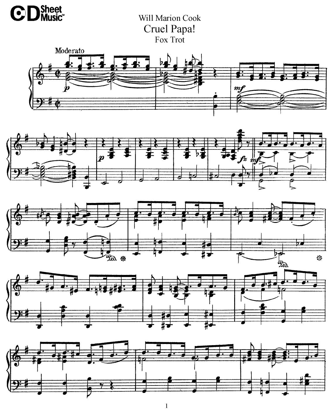 American Piano Music: Will Marion Cook by WBaxley Music Subito Music Corp & Stephens Pub. Co