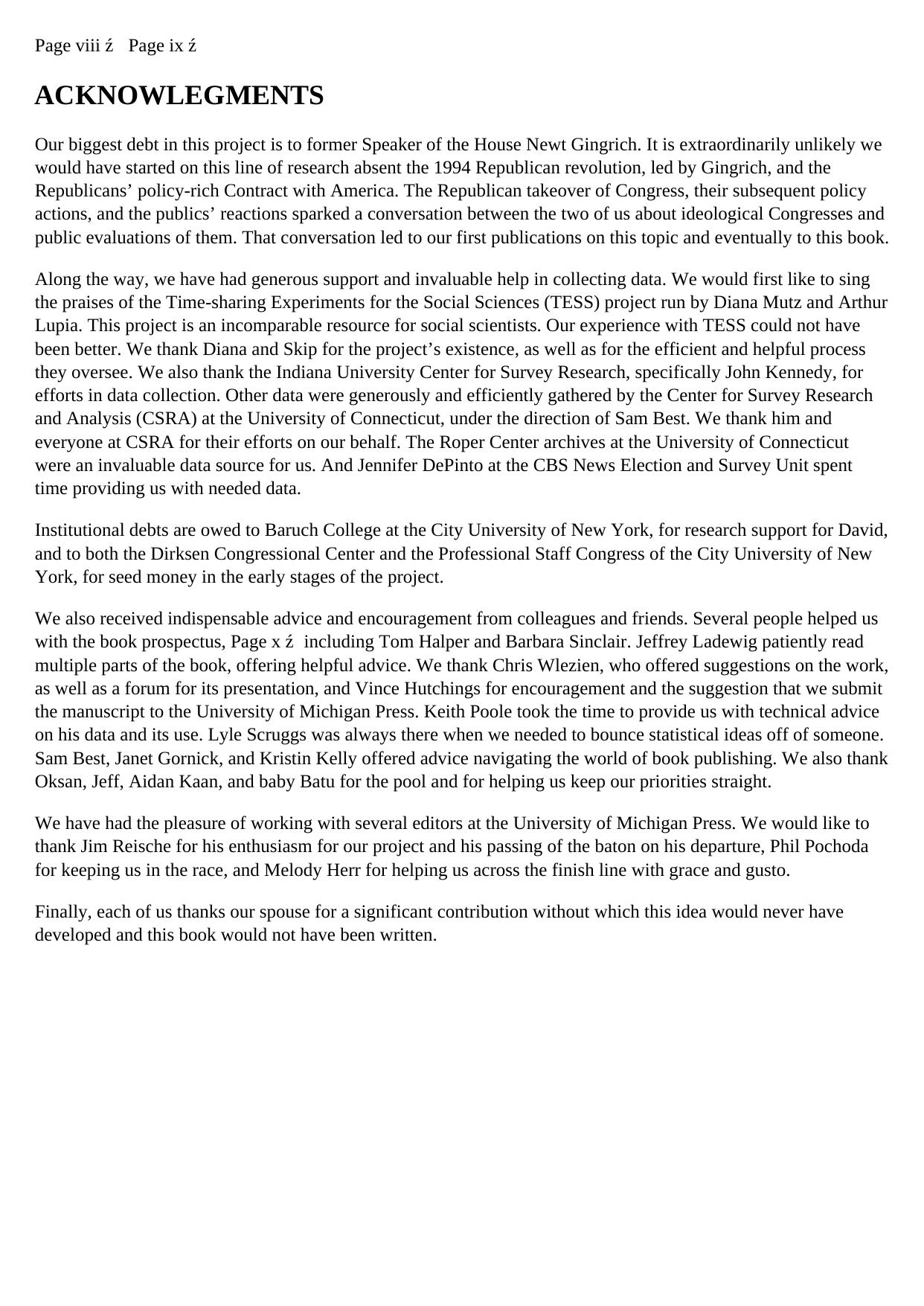 Americans, Congress, and Democratic Responsiveness: Public Evaluations of Congress and Electoral Consequences by coll