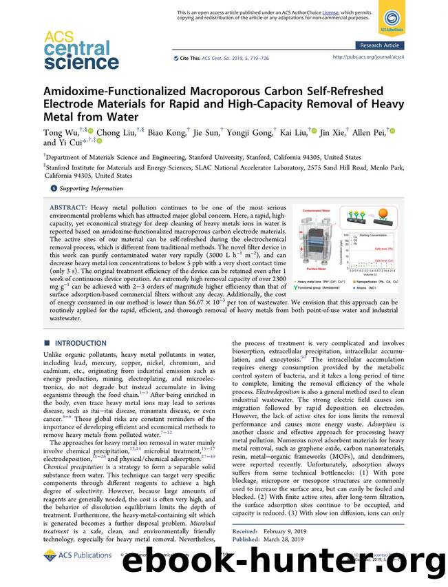 Amidoxime-Functionalized Macroporous Carbon Self-Refreshed Electrode Materials for Rapid and High-Capacity Removal of Heavy Metal from Water by unknow