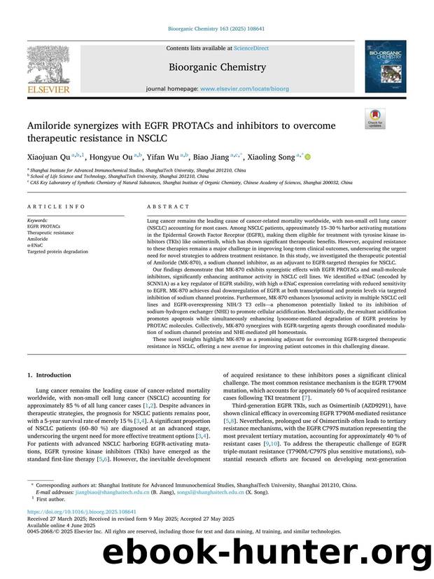 Amiloride synergizes with EGFR PROTACs and inhibitors to overcome therapeutic resistance in NSCLC by Xiaojuan Qu & Hongyue Ou & Yifan Wu & Biao Jiang & Xiaoling Song