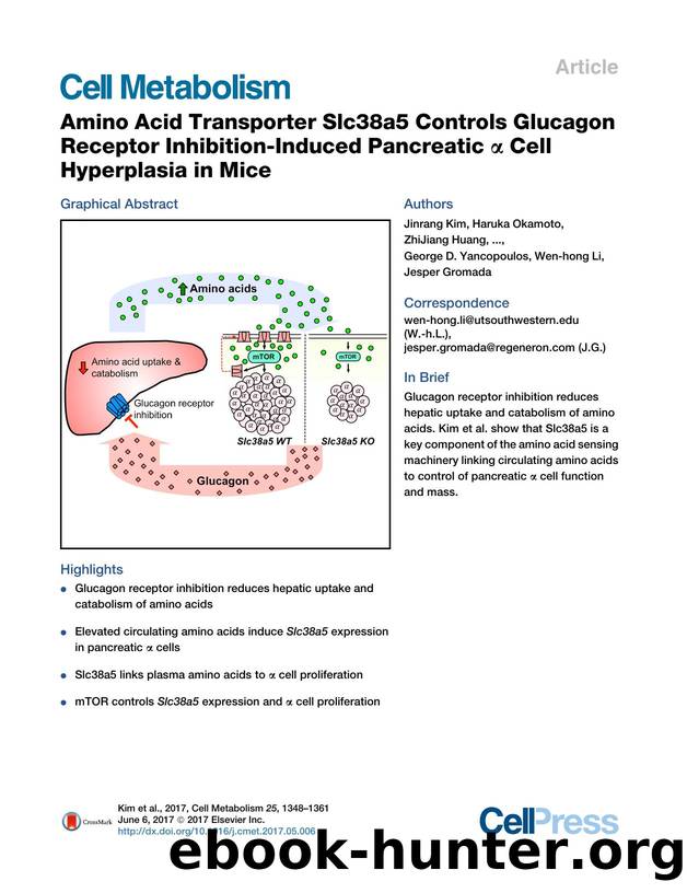 Amino Acid Transporter Slc38a5 Controls Glucagon Receptor Inhibition-Induced Pancreatic Î± Cell Hyperplasia in Mice by unknow